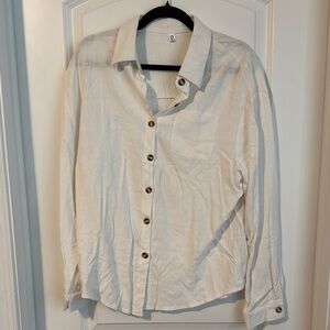 Cream Long Sleeve Button Down Blouse